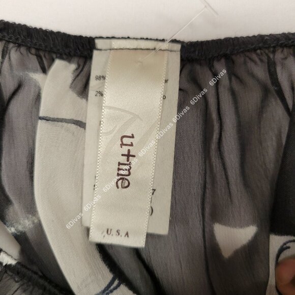 SEXY black white sheer short sleeve blouse top size M - Picture 9 of 14